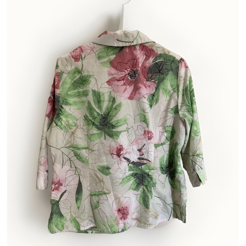 Kim Rodgers Women’s White Floral Button Up Blouse Work Casual Size 12 Petite - Picture 2 of 6
